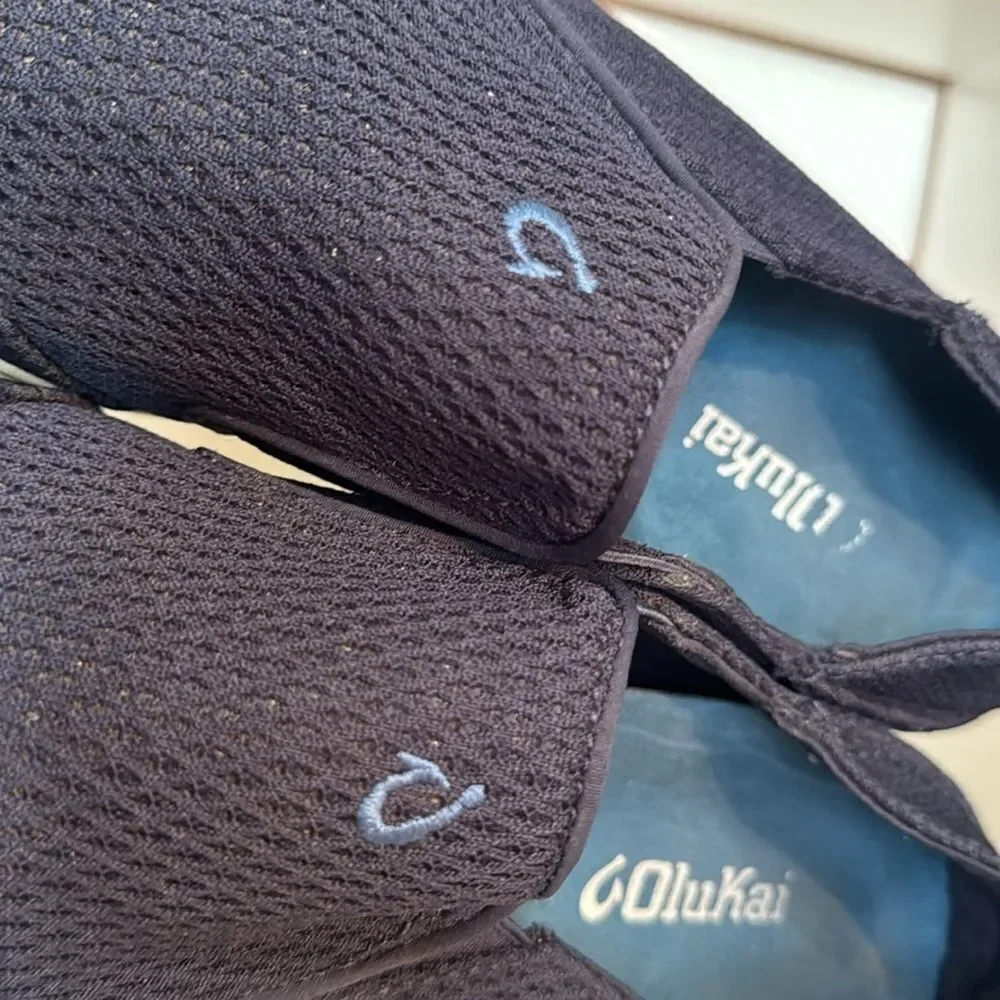 Olukai Nohea Mens Blue Comfort Mesh Slip On Loafer Boat Shoes